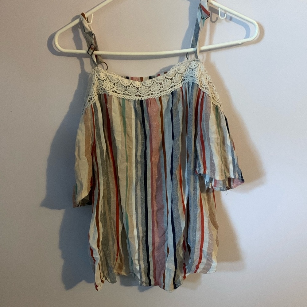 Striped off the shoulder top